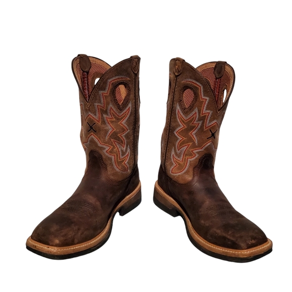 Twisted X Brown Leather Square-Toe Cowboy Western Boots Men's Size 11D - Picture 6 of 12